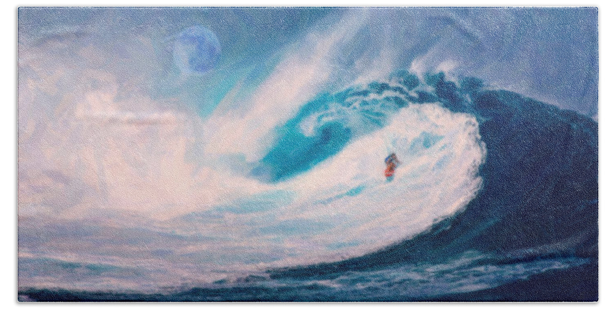 Riptide Beach Towel featuring the painting Offshore Wave by Celestial Images