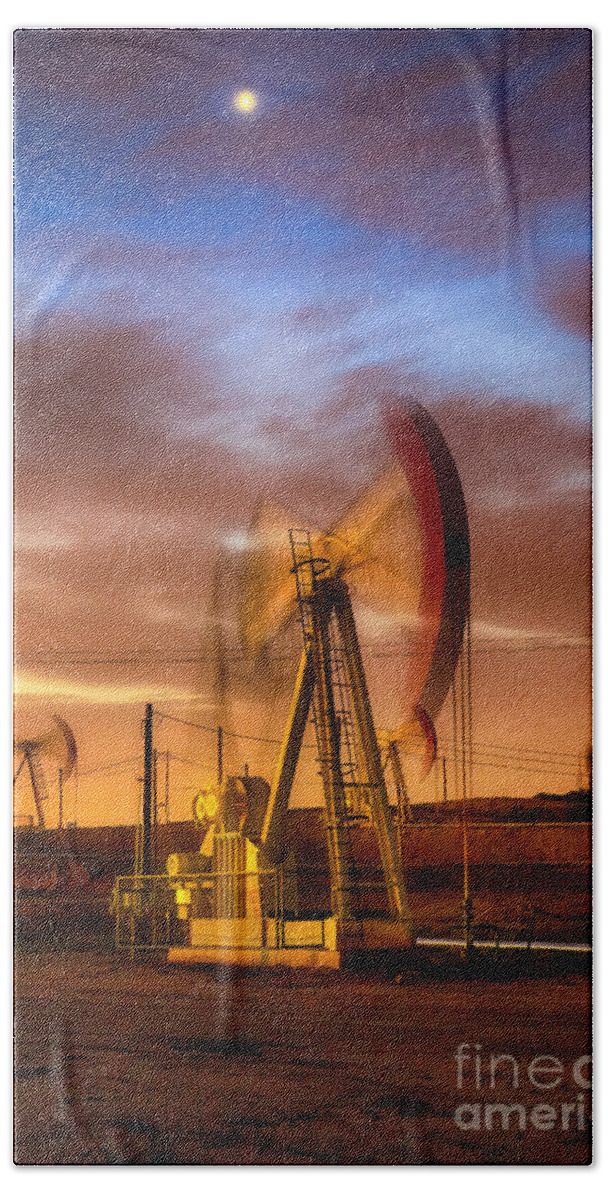 Oil Rig Beach Sheet featuring the photograph Oil Rig 1 by Anthony Michael Bonafede