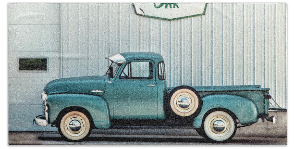 Chevy Beach Towel featuring the photograph Old Blue by Heather Applegate