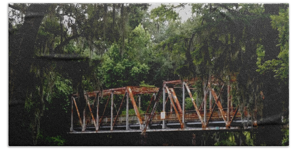 Bridge Beach Towel featuring the photograph Old Bridge to Town by Julie Pappas