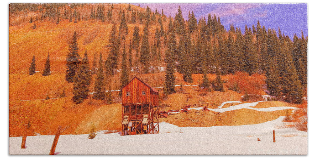 Mine Beach Towel featuring the photograph Old Colorado mind entrance by Jeff Swan