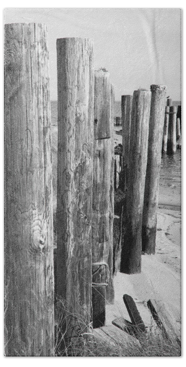 North Carolina Beach Towel featuring the photograph Old Core Sound Bulkhead by Bob Decker