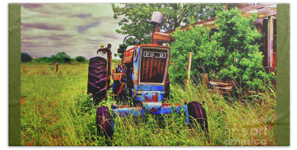  Old Beach Towel featuring the photograph Old Ford Tractor by Savannah Gibbs
