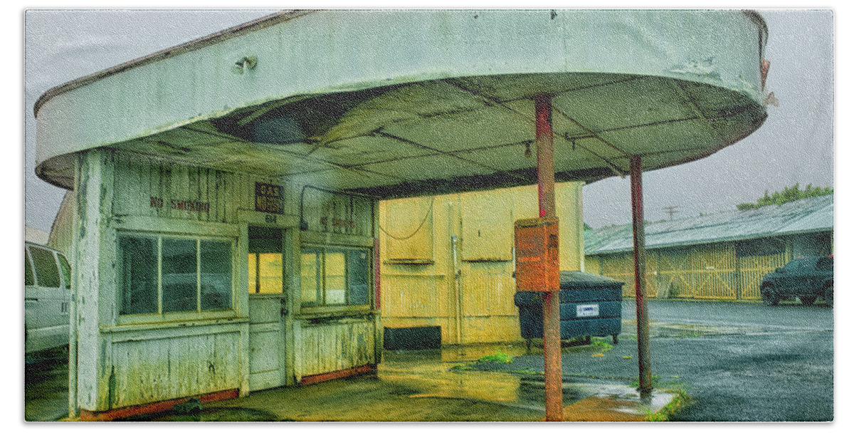 Hawaii Beach Towel featuring the photograph Old Gas Station by Jim Thompson