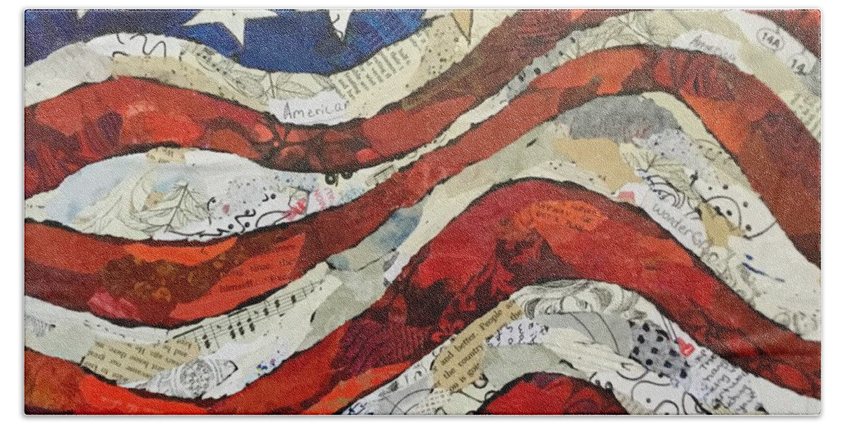 Flag Beach Towel featuring the painting Old Glory II by Phiddy Webb