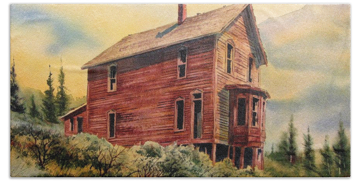 Ghost Town Beach Sheet featuring the painting Old House Animas Forks Colorado by Kevin Heaney
