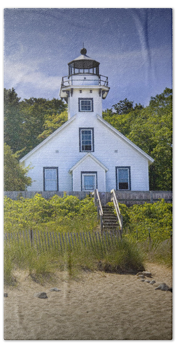 Lighthouse Beach Towel featuring the photograph Old Mission Point Lighthouse in Grand Traverse Bay Michigan Number 2 by Randall Nyhof