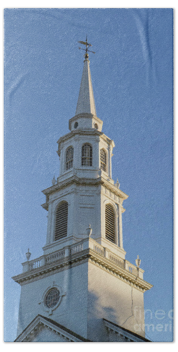 Concord Beach Towel featuring the photograph Old New England Church Steeple Concord by Edward Fielding
