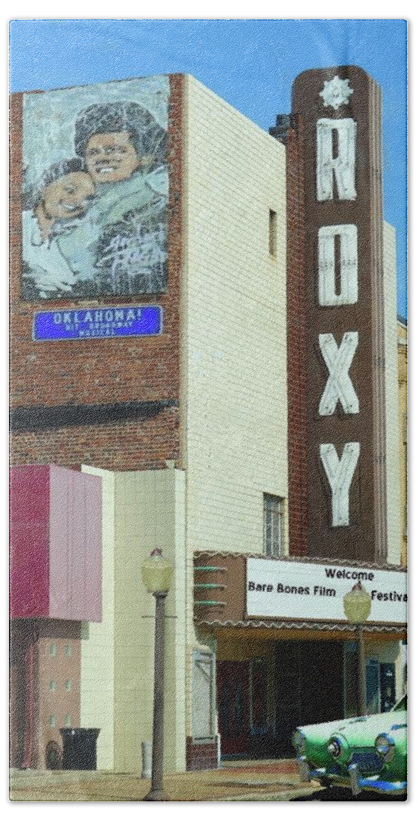 Roxy Beach Towel featuring the photograph Old Roxy Theater in Muskogee, Oklahoma by Janette Boyd