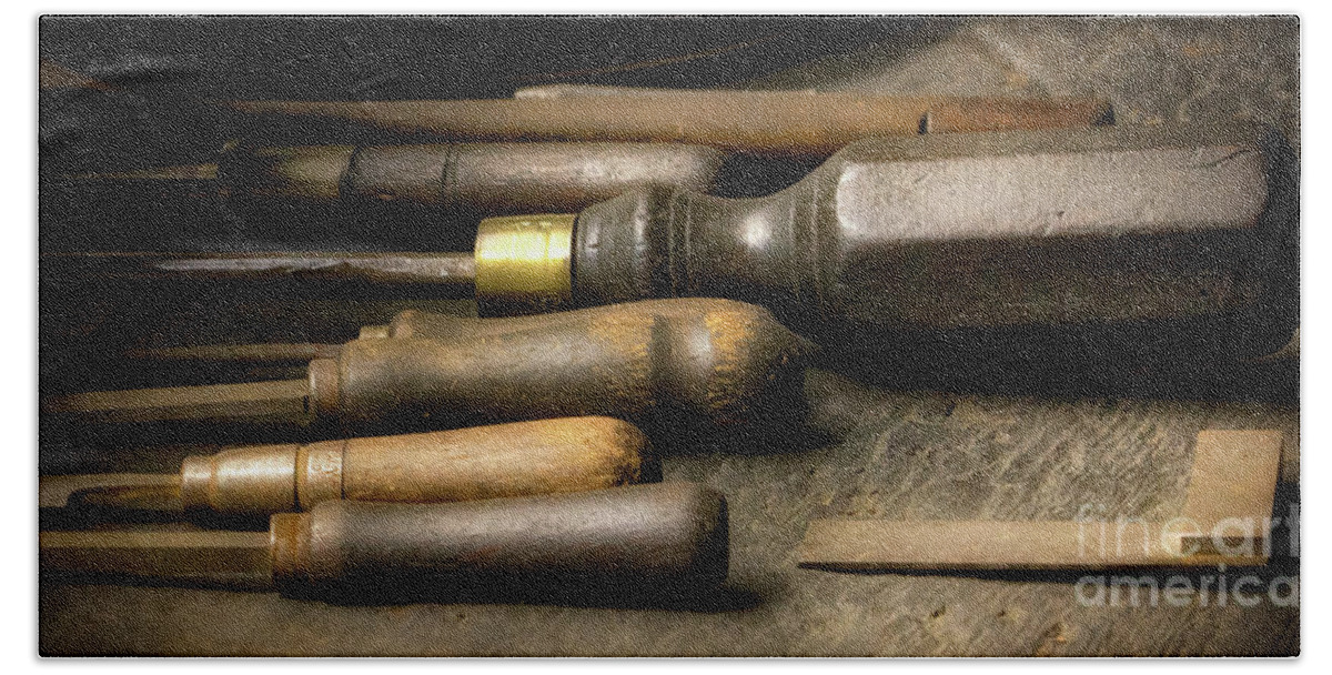 Antique Beach Towel featuring the photograph Old Tools by Jerry Fornarotto