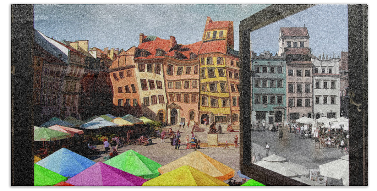 Old Town Beach Sheet featuring the photograph Old Town in Warsaw #13A by Aleksander Rotner