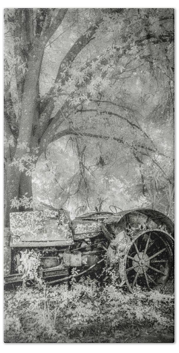 Infrared Beach Sheet featuring the photograph Old Tractor by Steve Zimic