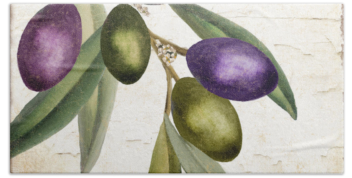 Olives Beach Towel featuring the painting Olive Branch III by Mindy Sommers