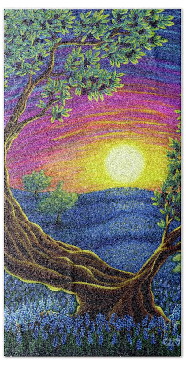 Rebecca Beach Sheet featuring the painting Sunsets Gift by Rebecca Parker