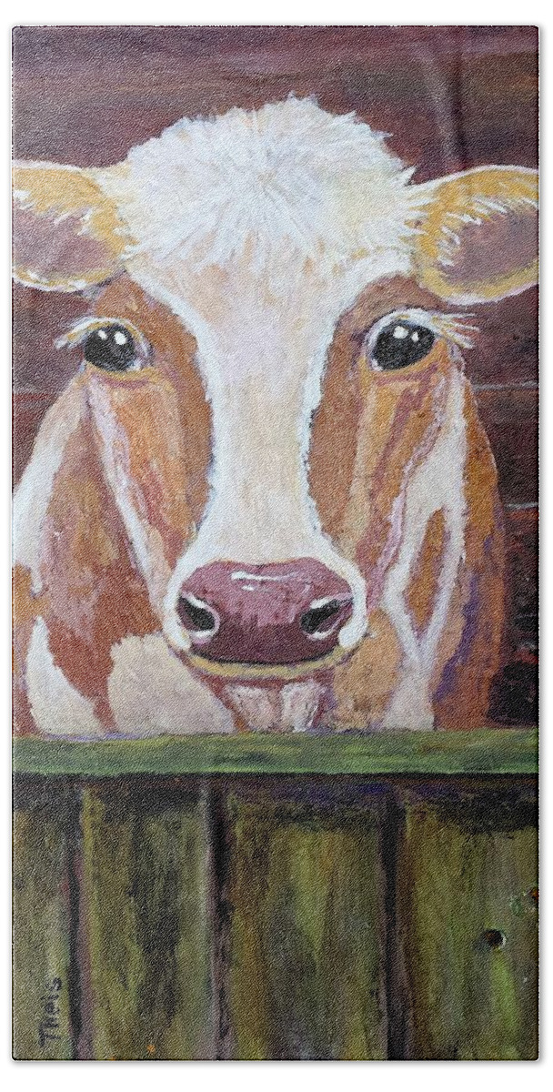 Cows Beach Sheet featuring the painting Olivia by Suzanne Theis
