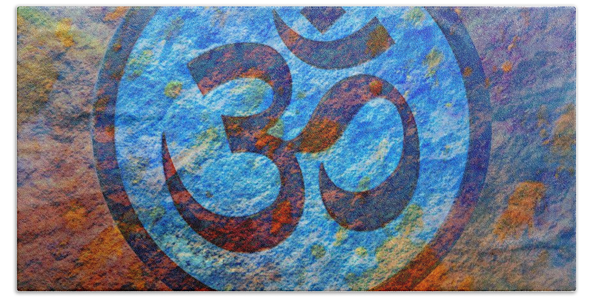 Om Beach Towel featuring the painting Om by Ally White