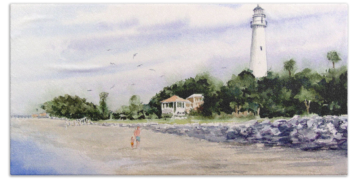 Beach Beach Towel featuring the painting On The Beach at St. Simon's Island by Sam Sidders