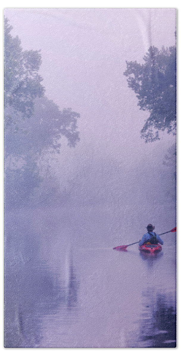 Blue Beach Towel featuring the photograph On the inky Big Piney River Boiling Springs by Robert Charity