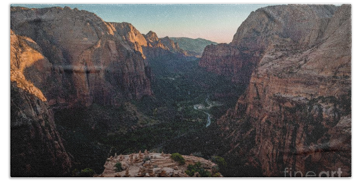 Adventure Beach Sheet featuring the photograph On Top of Angels Landing by JR Photography