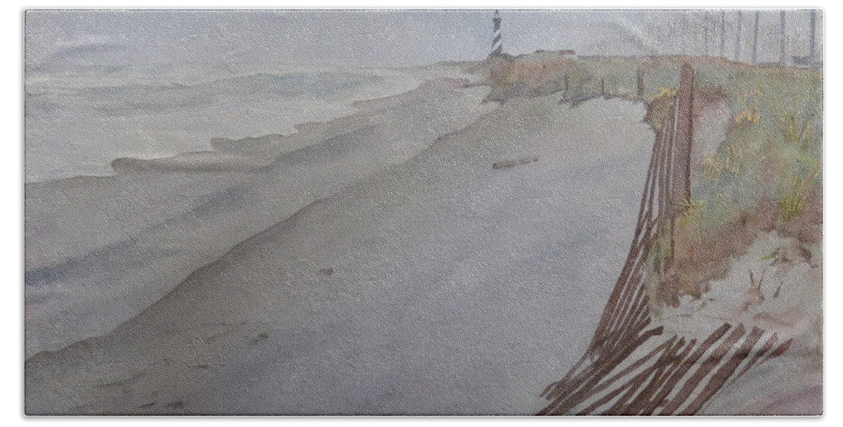 Old Hatteras Lighthouse Beach Sheet featuring the painting Once there was a Lighthouse by Joel Deutsch