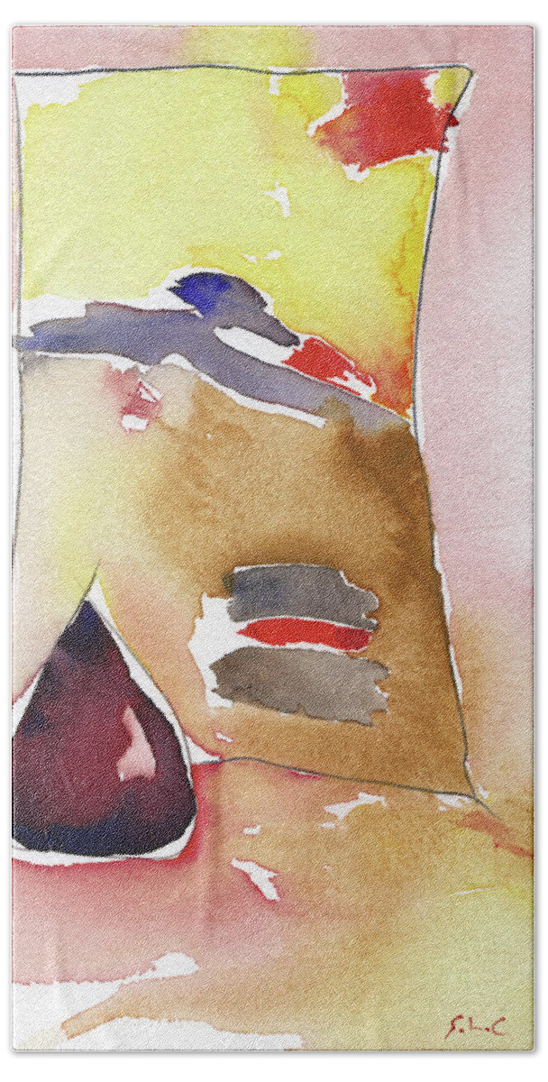 Sandra Church Beach Towel featuring the painting Red Drop by Sandra Church