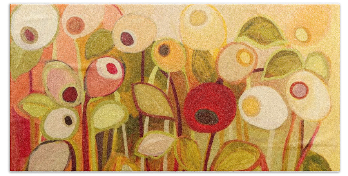 Floral Beach Towel featuring the painting One Red Posie by Jennifer Lommers
