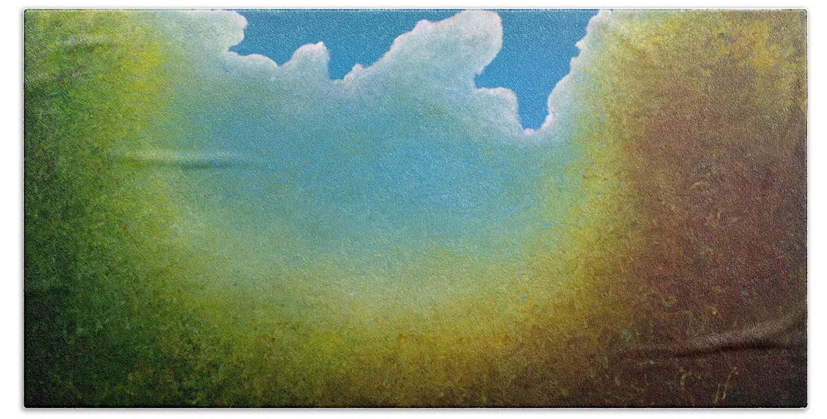 Derek Kaplan Art Beach Towel featuring the painting Opt.70.15 Coming Home by Derek Kaplan
