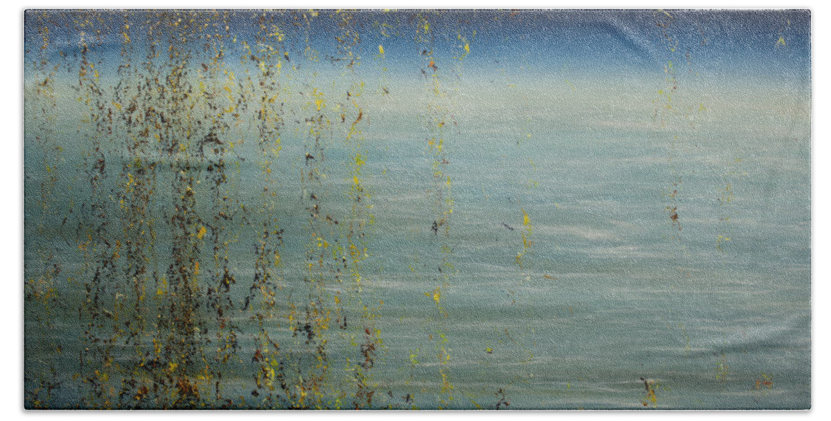 Derek Kaplan Art Beach Towel featuring the painting Opt.7.16 Got My Own Sunshine by Derek Kaplan