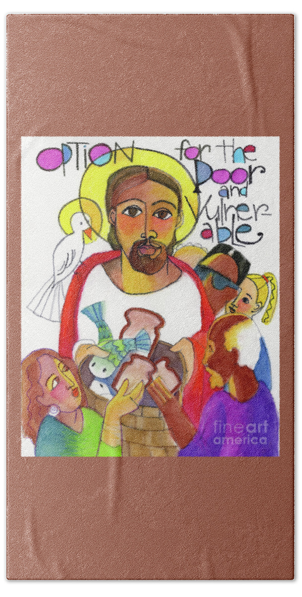 Option For The Poor And Vulnerable Beach Towel featuring the painting Option for the Poor and Vulnerable - MMOPV by Br Mickey McGrath OSFS