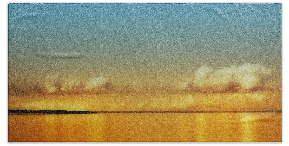 Orange Clouds Beach Towel featuring the photograph Orange Clouds by Darius Aniunas