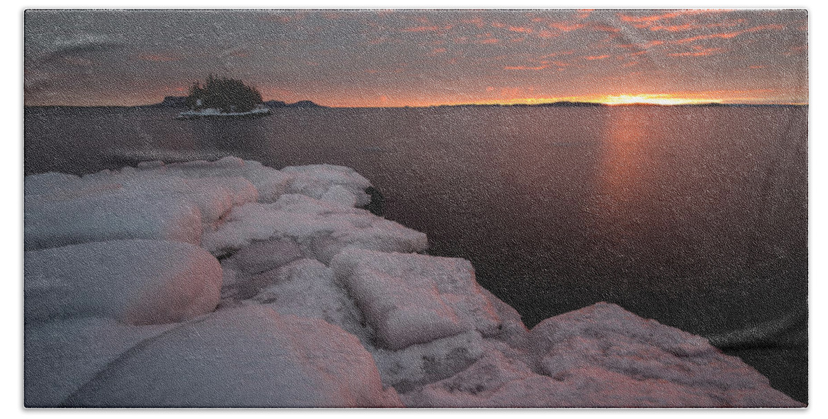 Awakening Beach Towel featuring the photograph Orange February Sunrise by Jakub Sisak