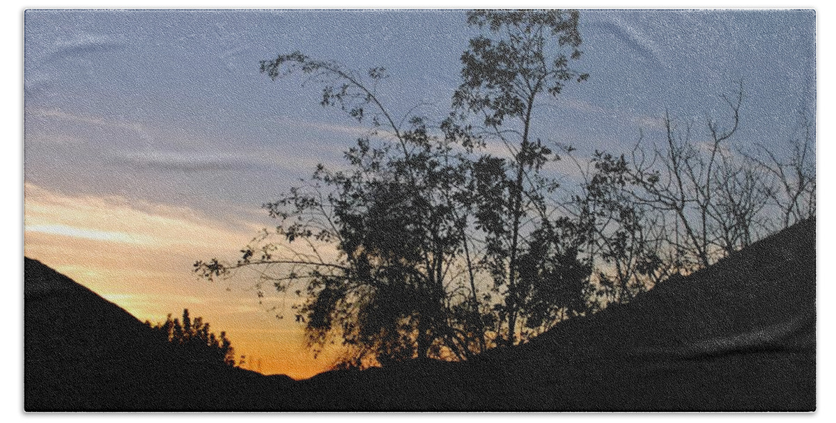 Tree Beach Sheet featuring the photograph Orange Sky Nature Silhouette by Matt Quest