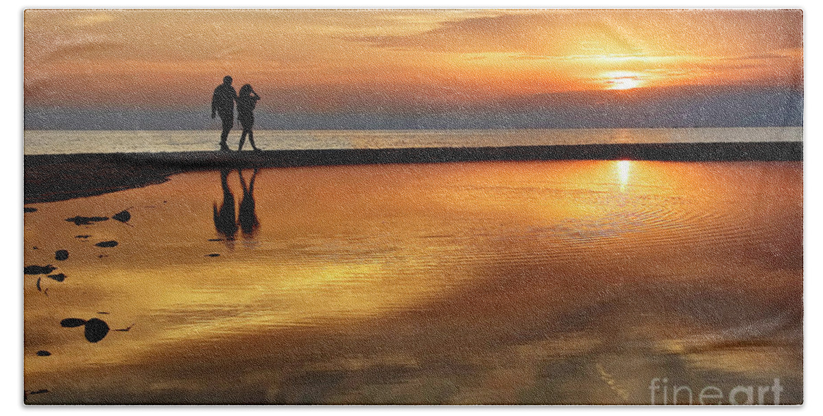 Sunset Beach Sheet featuring the photograph Orange Sunset  by Daliana Pacuraru