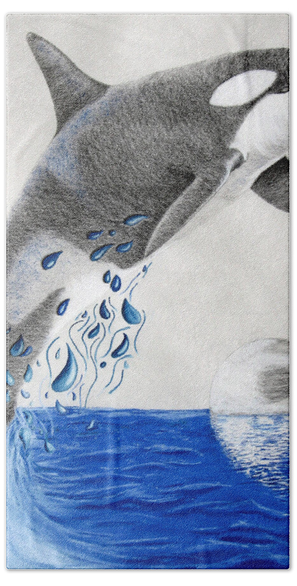 Whale Digital Art Beach Sheet featuring the drawing Orca by Mayhem Mediums