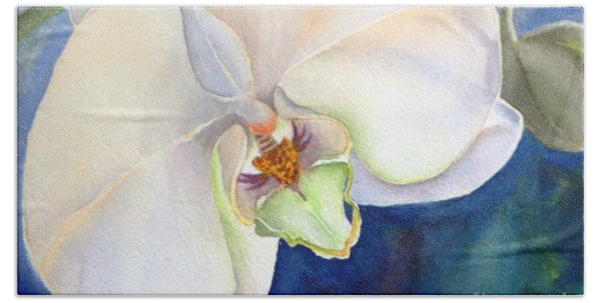 Orchid Beach Towel featuring the painting Orchid Aglow by Petra Burgmann
