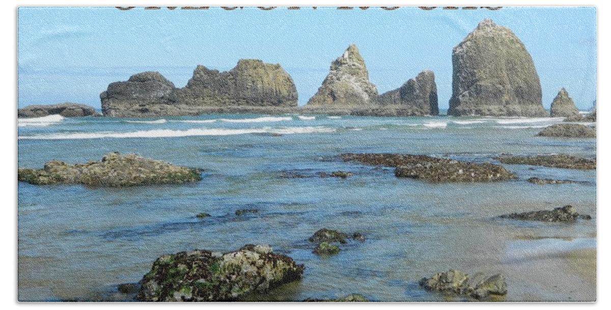 Oceanside Beach Towel featuring the photograph Oregon Rocks Landscape by Gallery Of Hope 