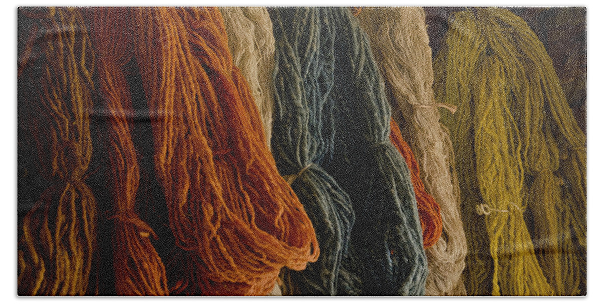Yarn Beach Towel featuring the photograph Organic Yarn and Natural Dyes by Wilma Birdwell