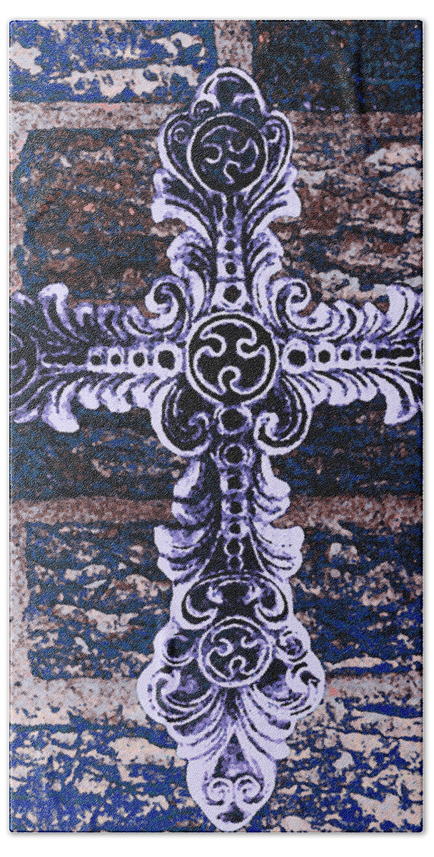 Iron Beach Towel featuring the photograph Ornate Cross 2 by Angelina Tamez