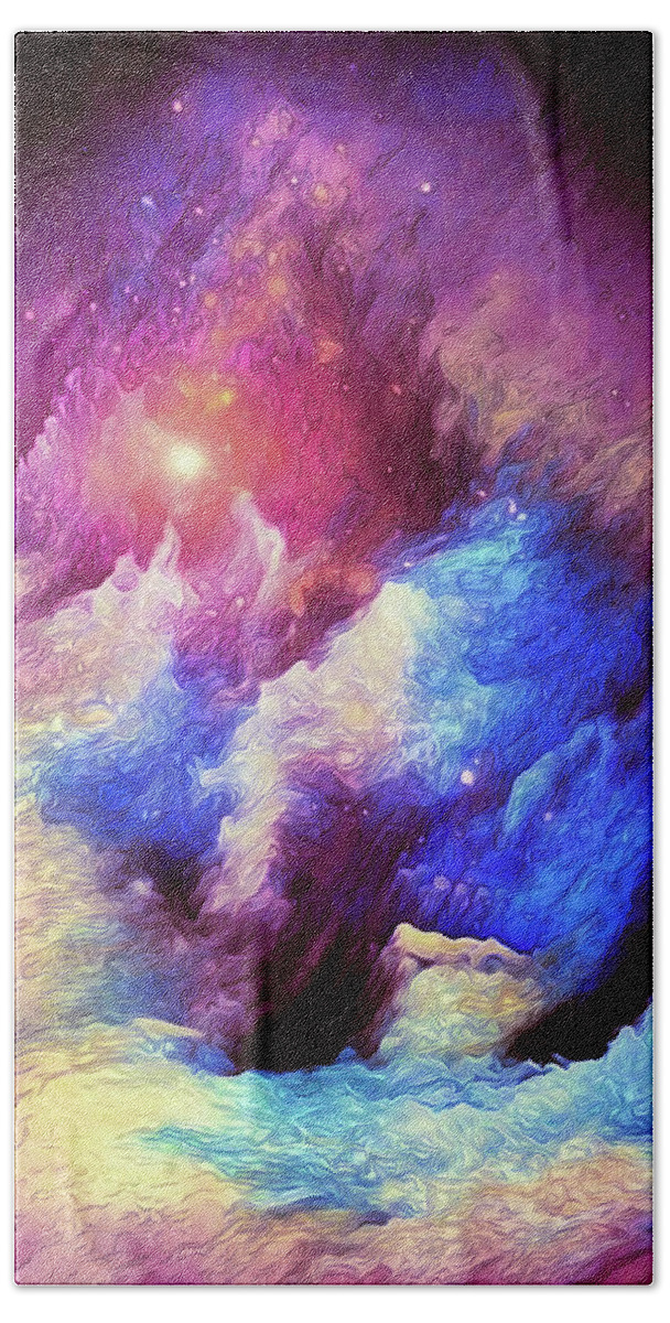 Universe Panorama Beach Towel featuring the painting Out of Time and Space - 02 by AM FineArtPrints