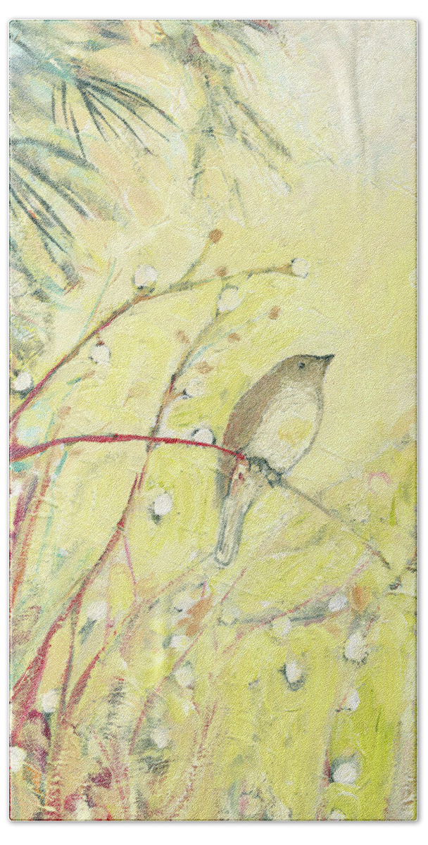 Bird Beach Towel featuring the painting Out on a Limb by Jennifer Lommers
