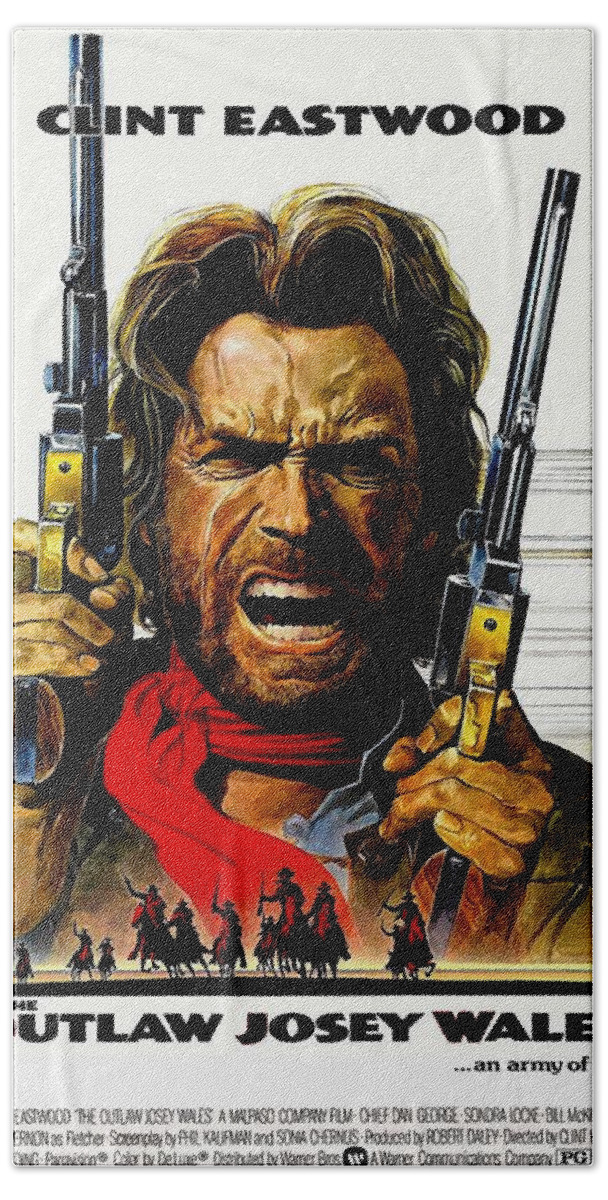 Clint Eastwood Beach Towel featuring the photograph Outlaw Josey Wales The by Movie Poster Prints