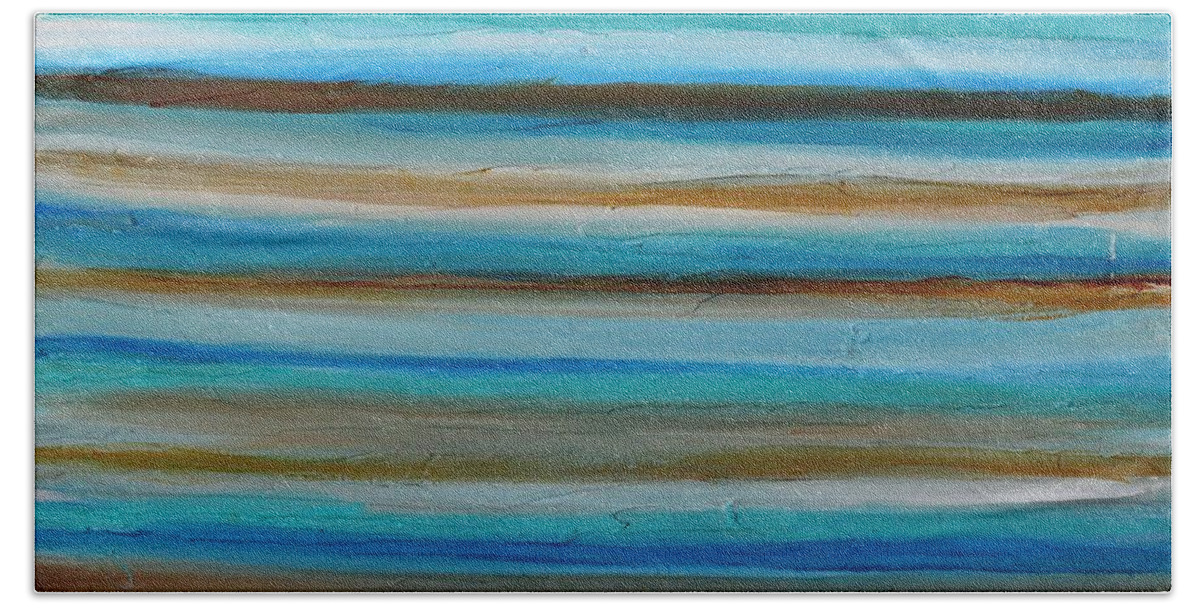 Blue And Brown Beach Towel featuring the painting Outstretch 1 by Preethi Mathialagan
