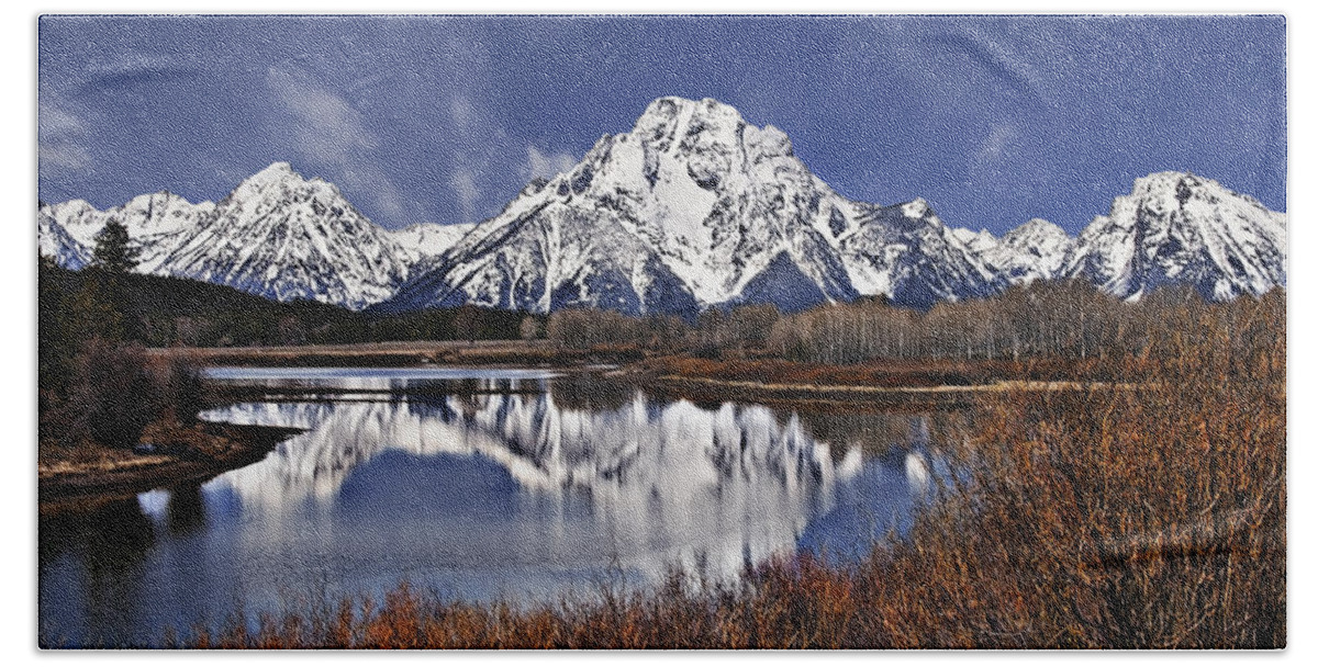 Mountains Beach Towel featuring the photograph Oxbow Bend by John Christopher