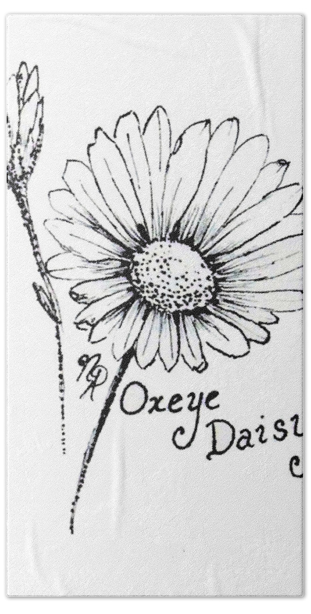 Oxeye Beach Sheet featuring the drawing Oxeye Daisy by Nicole Angell