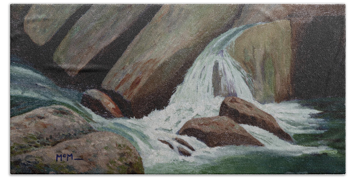 Ozark Waterfall Beach Towel featuring the painting Ozark Spring Creeks by Garry McMichael