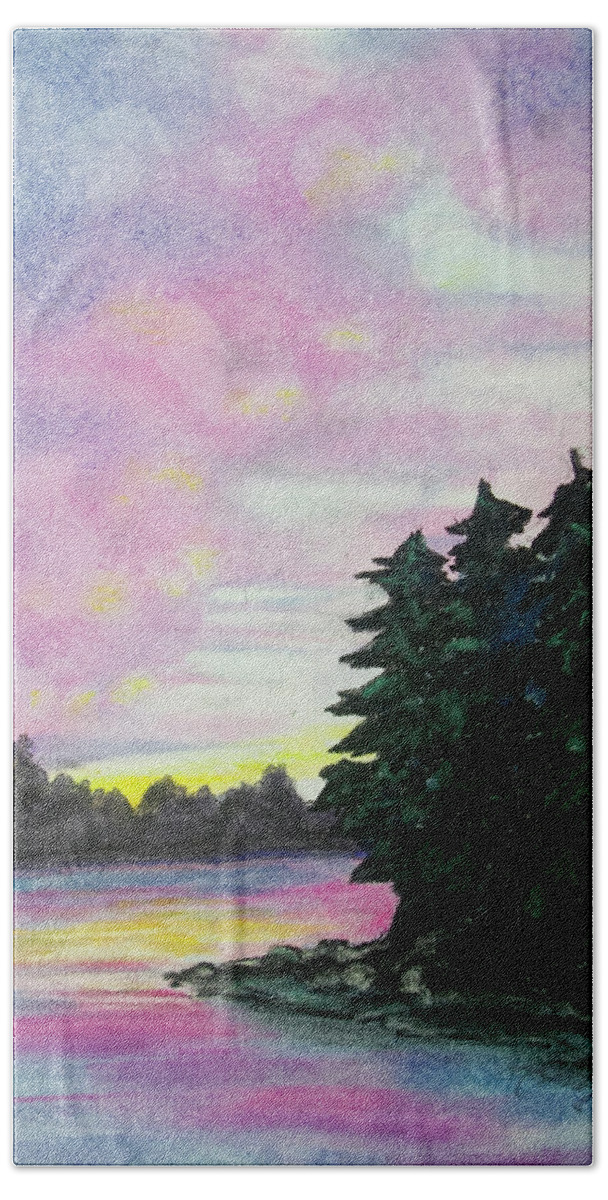Sunset Beach Towel featuring the pastel Ozark Sunset by Michele Fritz
