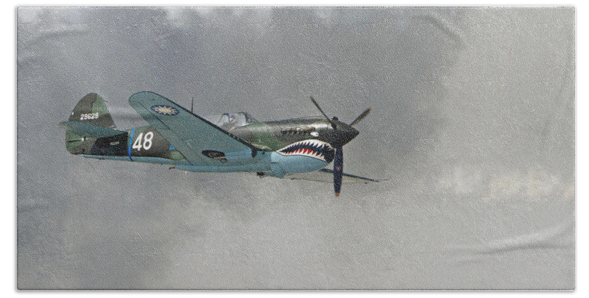 Curtiss P-40d Tomahawk Beach Towel featuring the pyrography P-40D Tomahawk by Shoal Hollingsworth