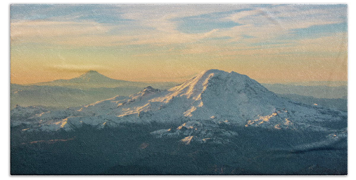 Mount Rainier Beach Towel featuring the photograph Pacific Northwest Giants by Matt McDonald