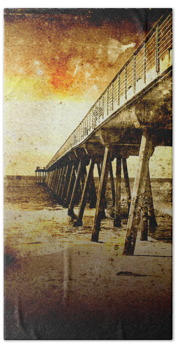 Vintage Photography Beach Towel featuring the photograph Pacific Pier by Phil Perkins