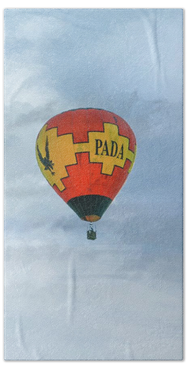 Hot Air Balloon Beach Towel featuring the photograph PADA Flying Hi by Mary Timman